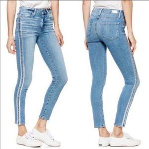 PAIGE Size 28 HOXTON ANKLE Tux Tuxedo Silver Stripe Minor Distress jeans